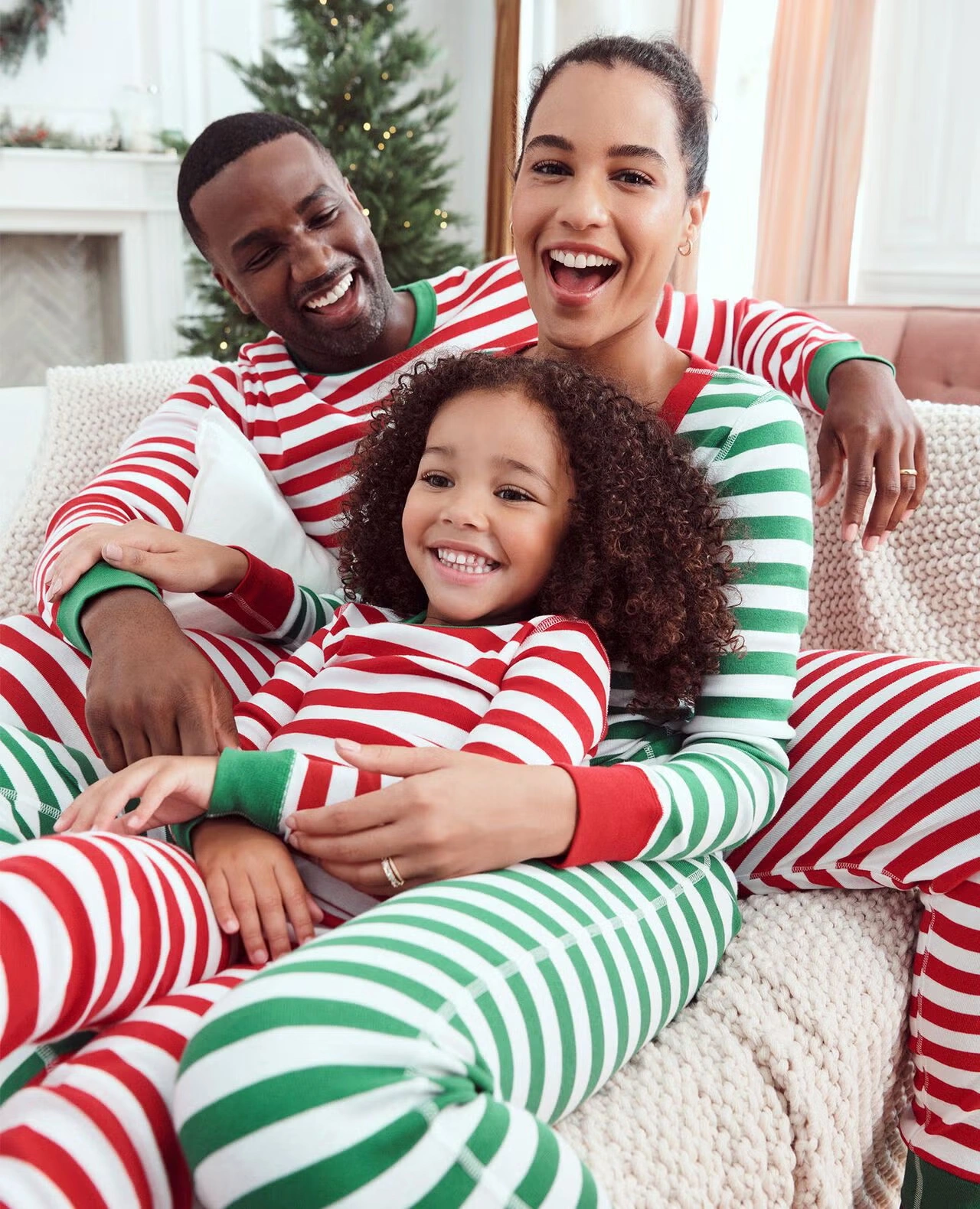 Women's Striped Long John Pajama Top Tree Green/White/Hanna Red 2 Women's Striped Long John Pajama Top Tree Green/White/Hanna Red