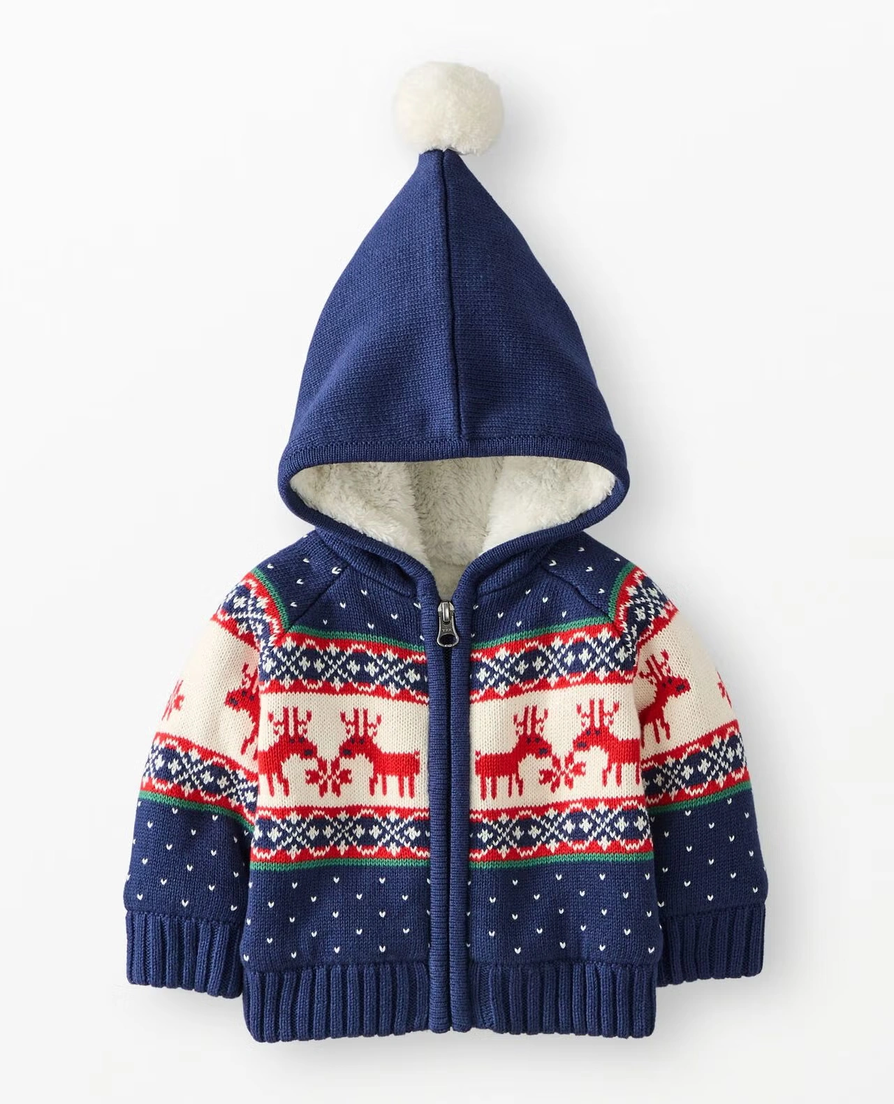 Baby Holiday Sweater Jacket Dear Deer on Navy