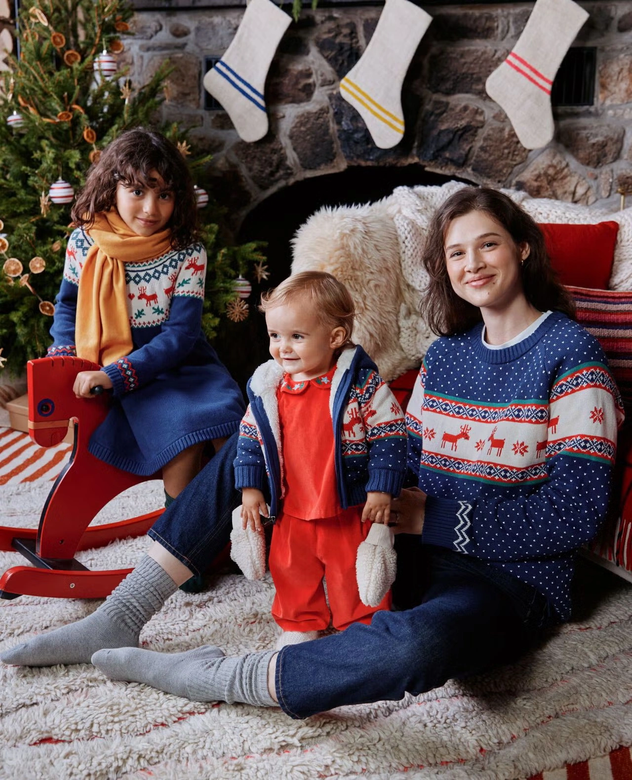 Baby Holiday Sweater Jacket Dear Deer on Navy