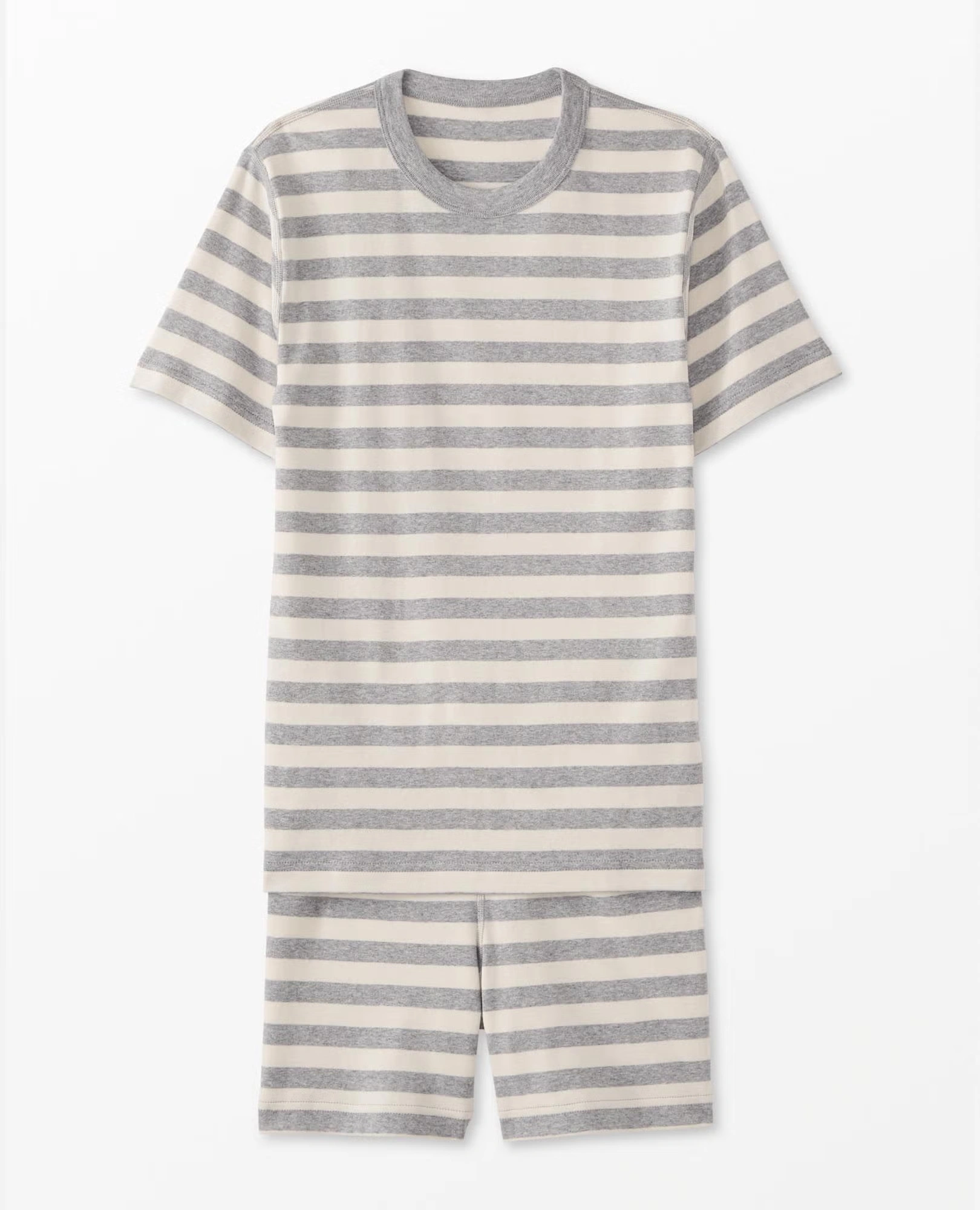 Adult Striped Short John Pajama Set Heather Grey