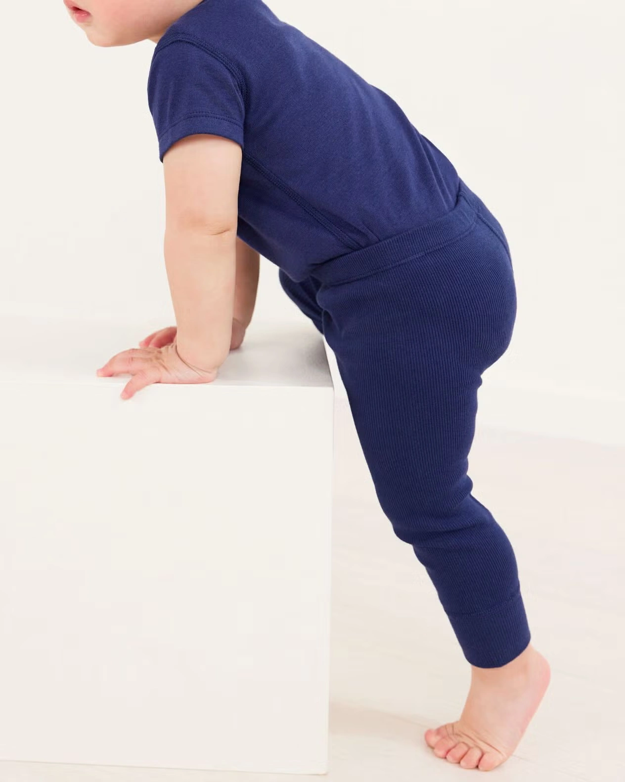 Baby Ribbed Leggings Navy Blue