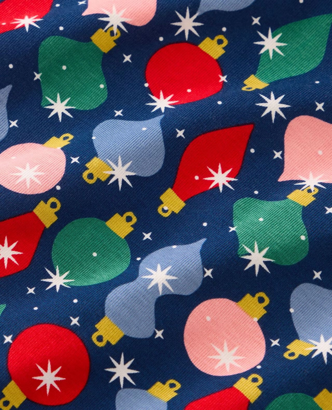 Adult Holiday Long John Pajama Pants Shiny Bright Ornaments