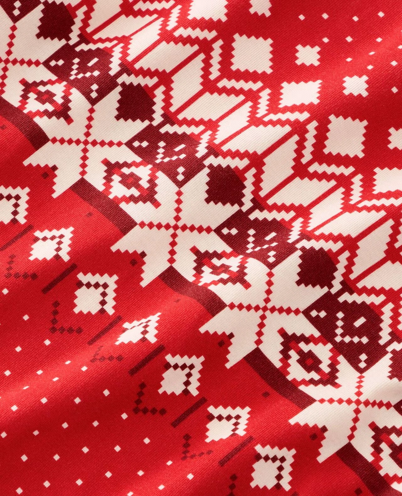 Adult Holiday Long John Pajama Pants Ribbon Red Fairisle