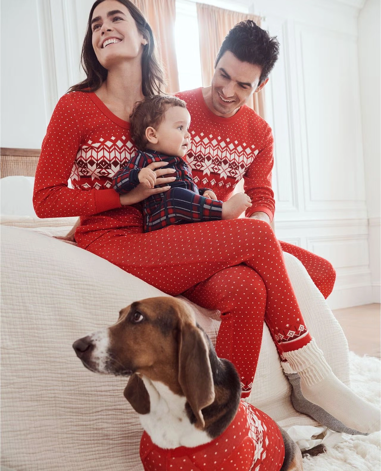 Adult Holiday Long John Pajama Pants Ribbon Red Fairisle