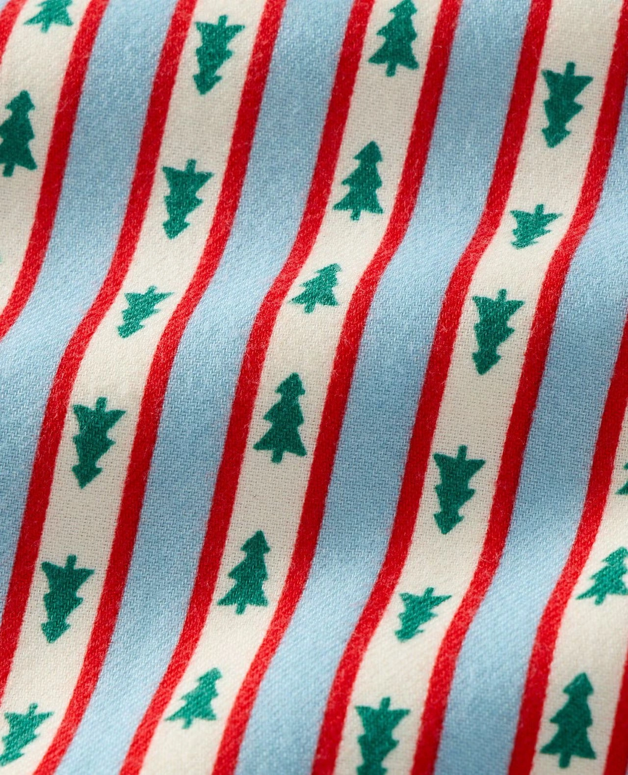 Adult Holiday Long John Pajama Pants Tree Ribbons on Blue