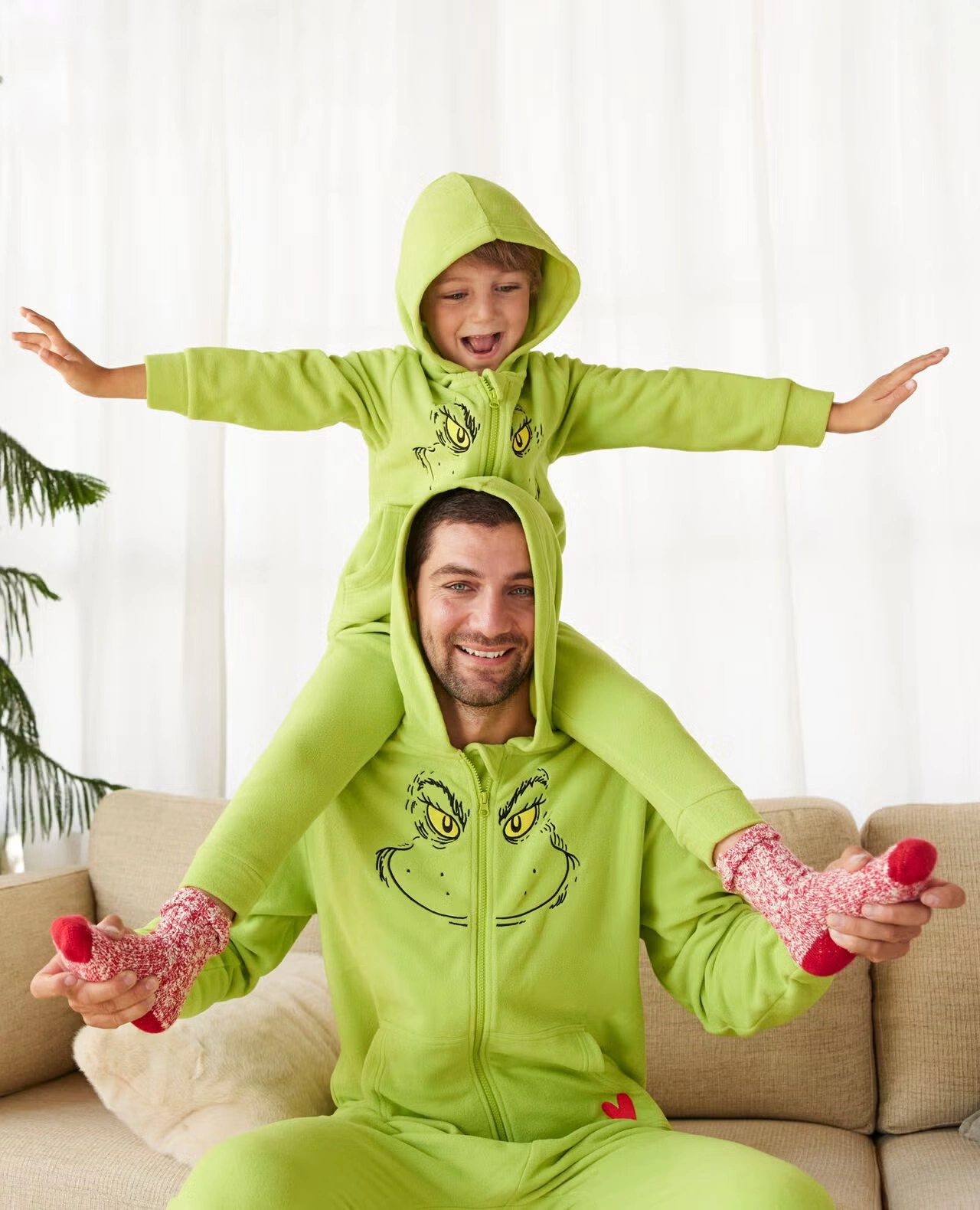 Kids Dr. Seuss Grinch Costume Fleece Jumpsuit Grinch