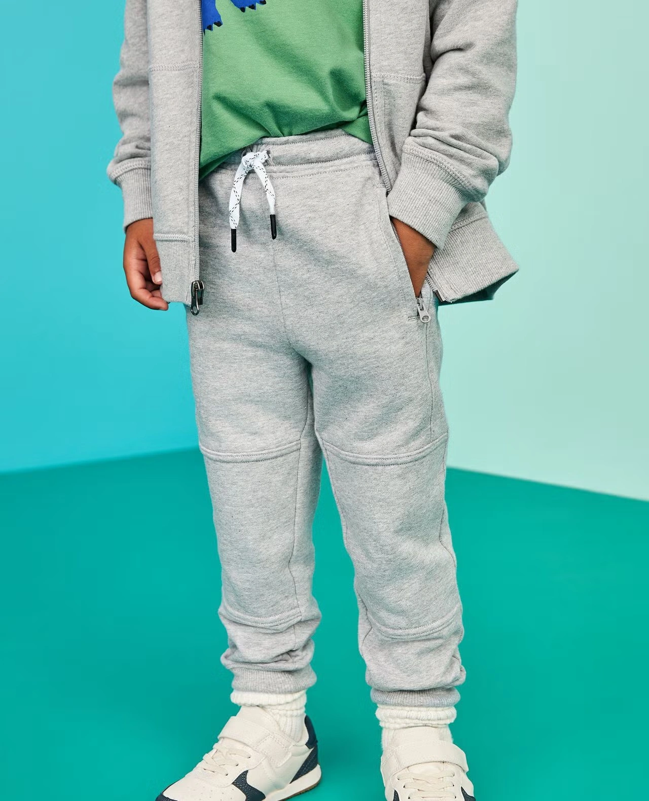 Slim Fit French Terry Double Knee Sweatpants Heather Grey