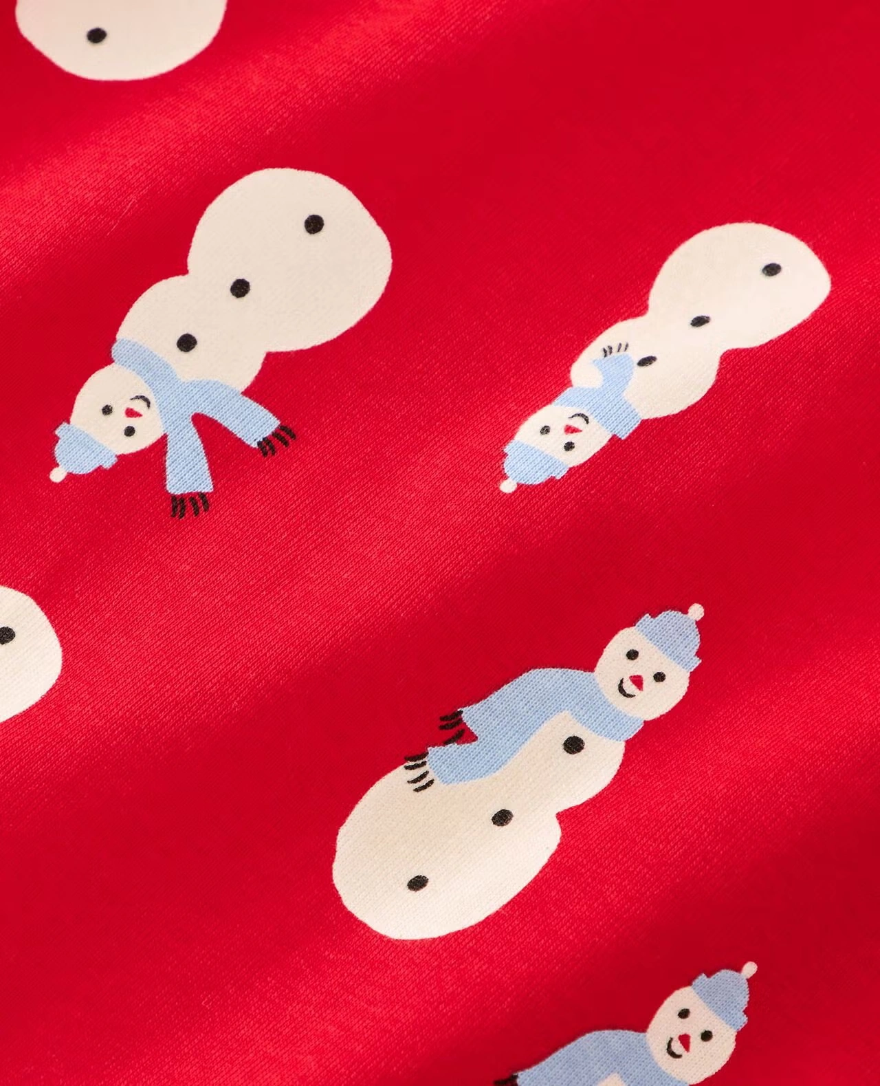 Women's Holiday Long John Pajama Pants Snowmen on Red
