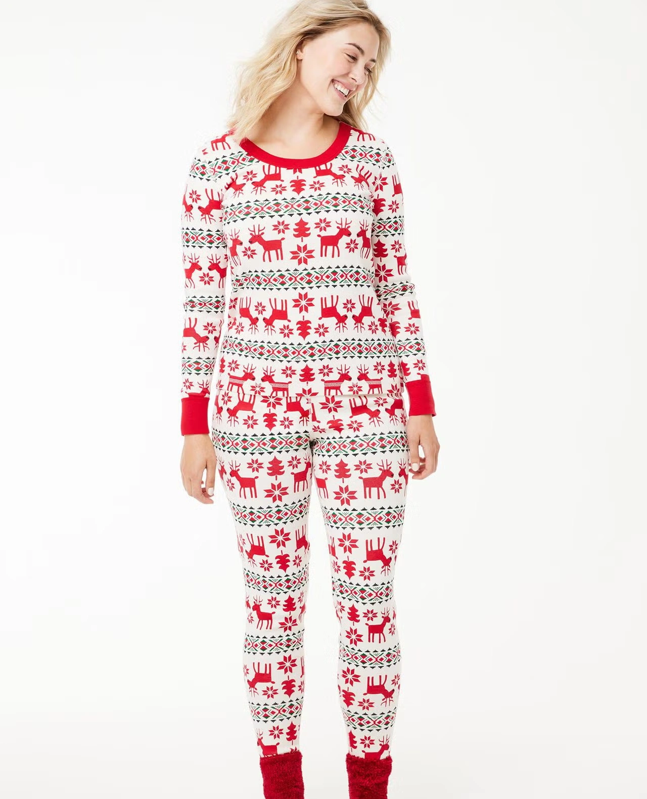 Women's Holiday Long John Pajama Pants Dear Deer