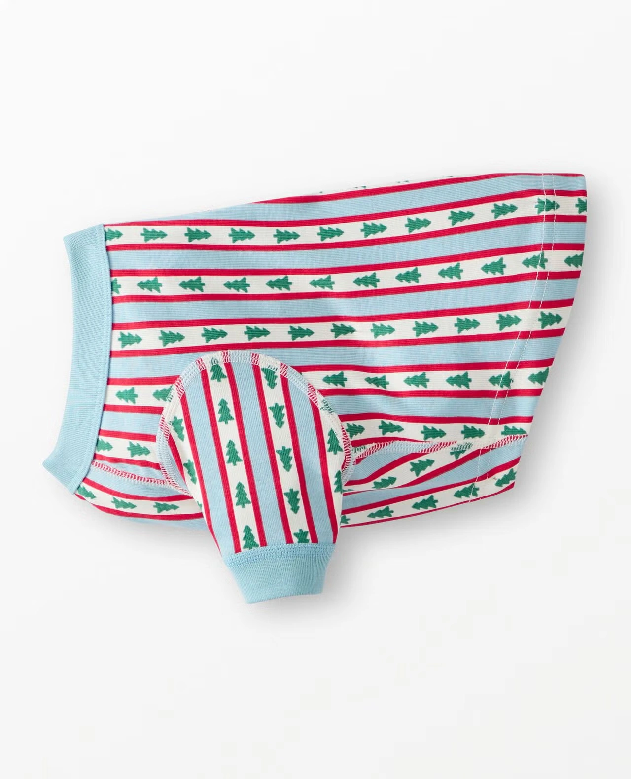 Holiday Dog Pajamas Tree Ribbons on Blue