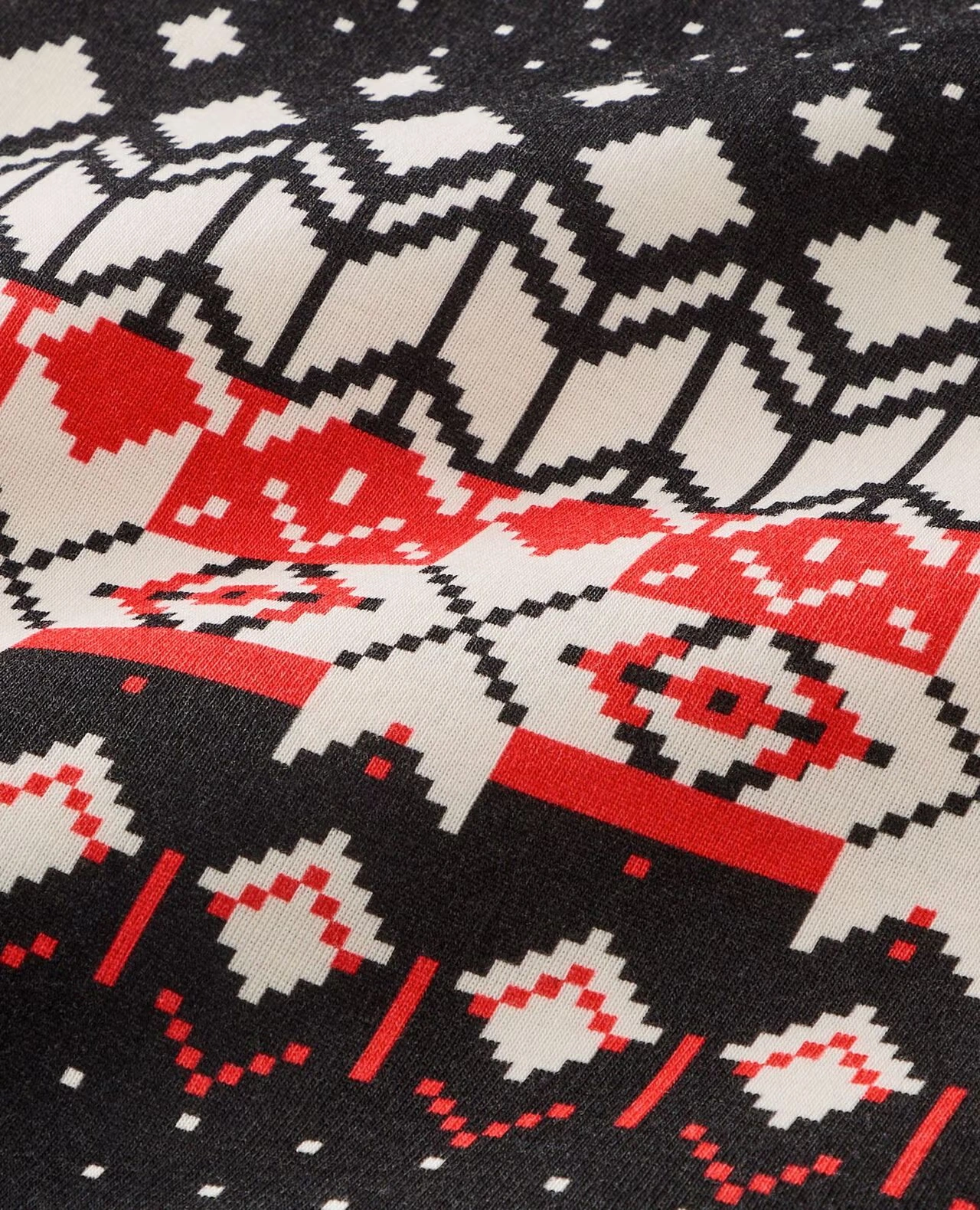 Adult Holiday Long John Pajama Top Black Fairisle