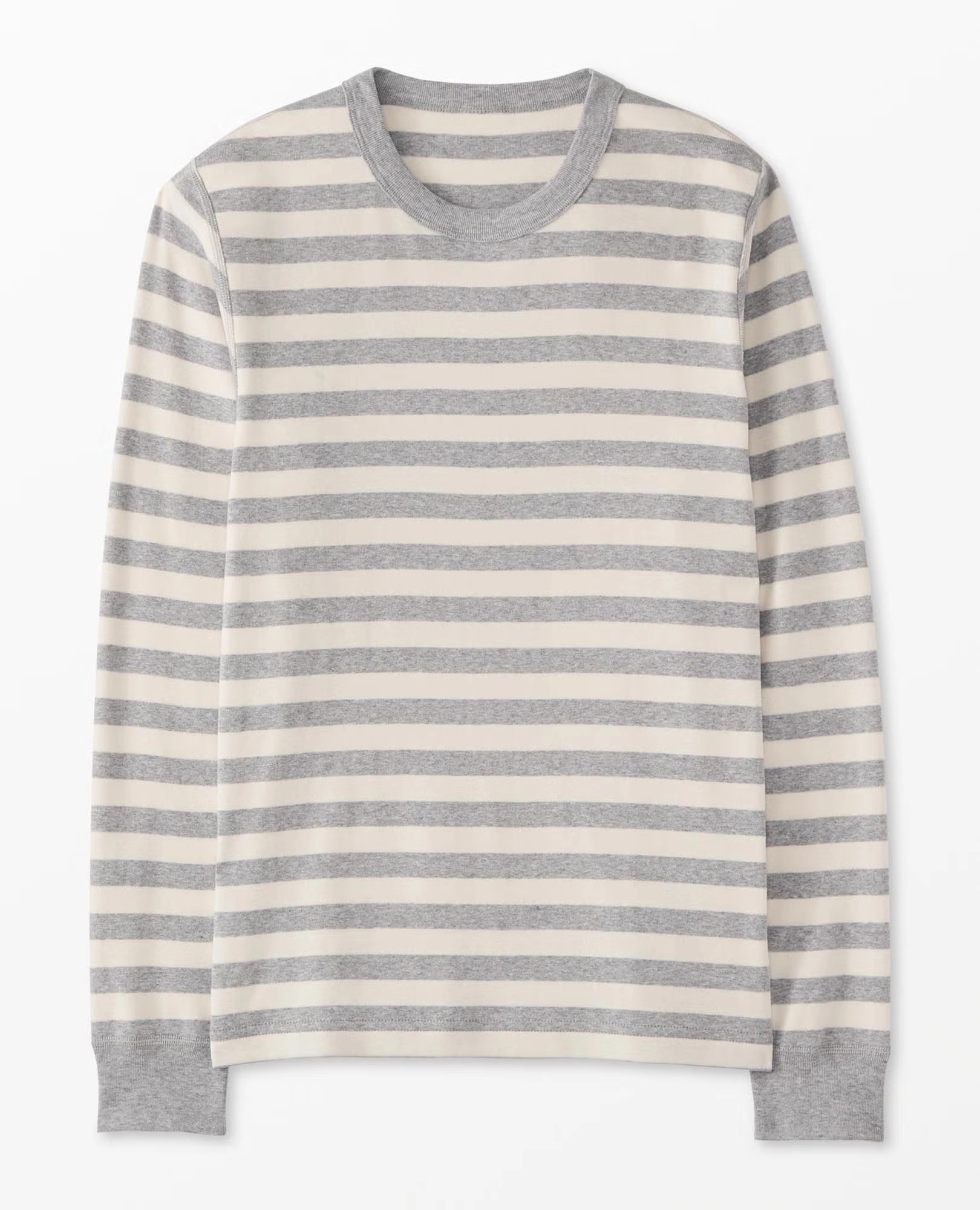 Adult Striped Long John Pajama Top Heather Grey