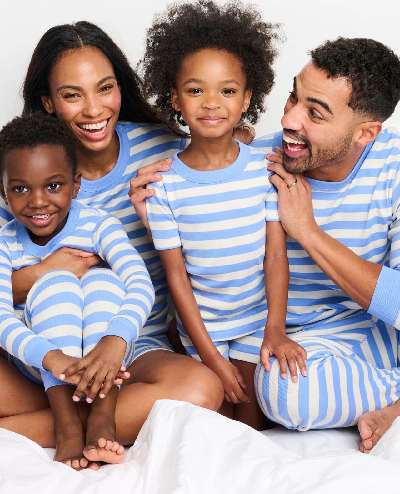 Adult Striped Long John Pajama Top Vintage Blue