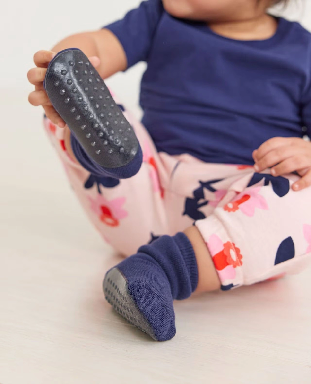 Baby Swedish Grip Sock Slipper Navy Blue