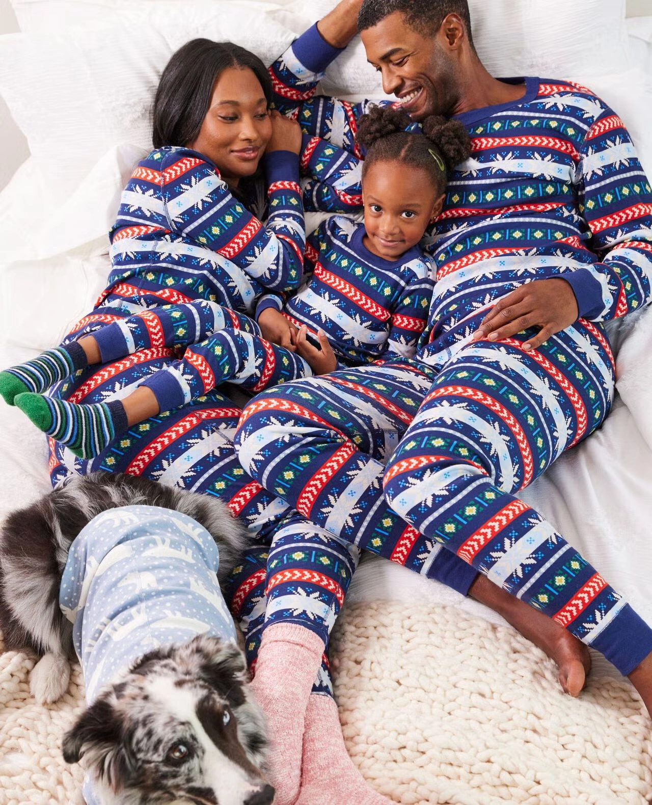Women's Holiday Long John Pajama Top Scandi Snowflake Fairisle