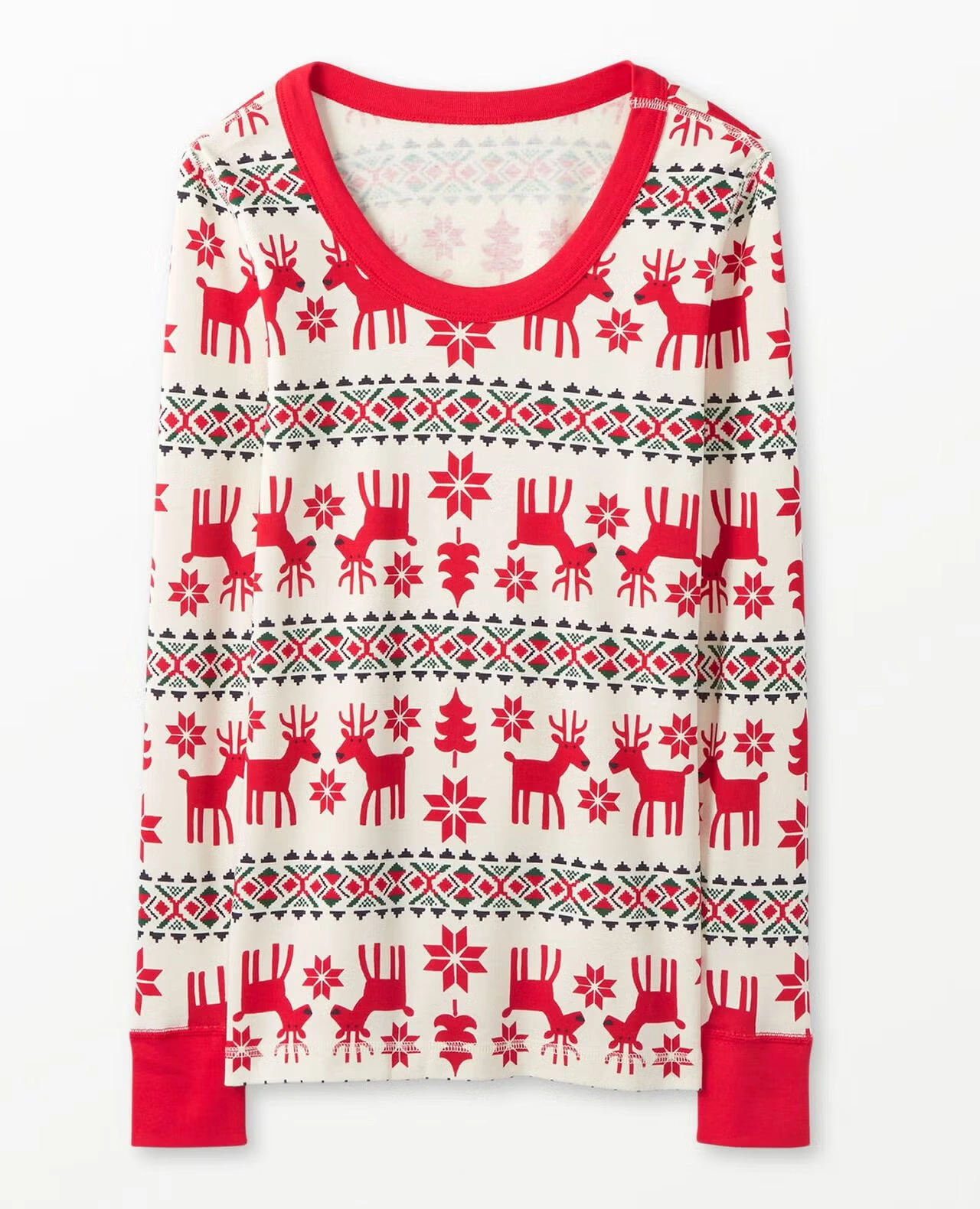 Women's Holiday Long John Pajama Top Dear Deer
