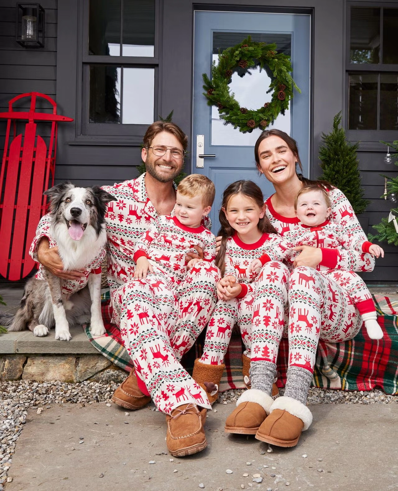 Women's Holiday Long John Pajama Top Dear Deer