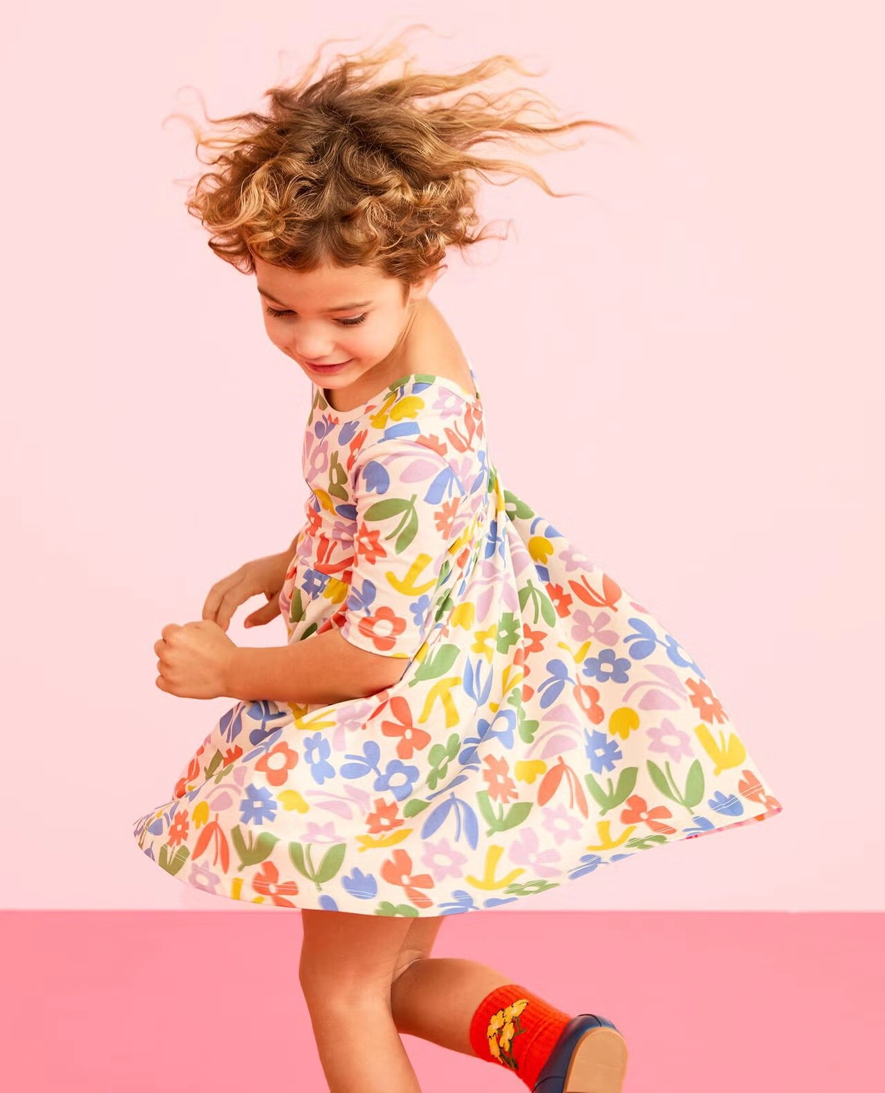 Skater Dress with Pockets Picking Flowers